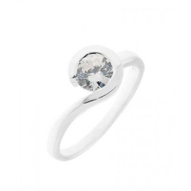 Bague Oxyde zirconium Argent Pierre ronde 7mm diamètre Largeur monture (sur doigt, vue dessus) : 8mm