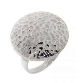 Bague Oxyde Zirconium, monture Argent 925 Bague champignon qui se compose d un chapeau martelé 8 oxydes zirconium allant 1...