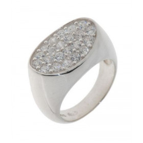 Bague Oxyde Zirconium, monture Argent 925 De type chevalière ovale cette bague se compose 22 oxydes blancs 2mm diamètre La...
