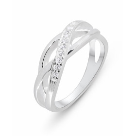 Bague Argent 925 sertie d Oxydes zirconium Largeur monture (sur doigt vue dessus) : 7mm