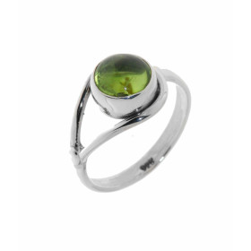 Bague Argent 925 sertie d un Péridot taille cabochon 8mm diamètre