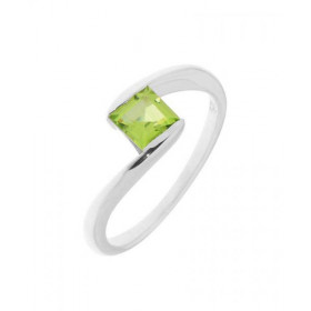Bague Péridot Argent Monture croisée sertie d une pierre carrée 5mm Sertissage demi clos Largeur monture (sur doigt, vue d...