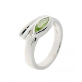 Bague Argent 925 Péridot , modèle fantaisie serti d un pierre taille navette 