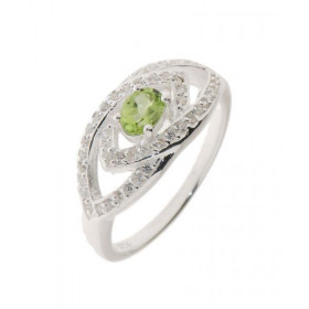 Bague Argent 925 sertie d un Péridot ovale mesurant 5x4mm 44 oxydes 1,5mm diamètre