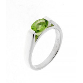 Bague Argent 925 P&eacute;ridot sertie d une pierre ovale 8x6mm