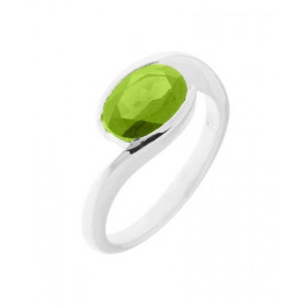 Bague Corps croisé Argent sertie d un Péridot Pierre ovale 9x7mm Serti Demi Clos Largeur monture (sur doigt, vue dessus) :...