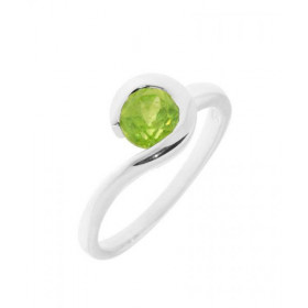 Bague Péridot Argent Pierre ronde 7mm diamètre Largeur monture (sur doigt, vue dessus) : 8mm