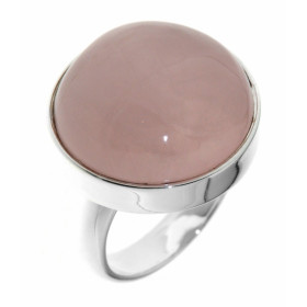 Bague Argent 925 Quartz Rose. Cette bague est sertie d'une pierre de 20mm de diamètre. La pierre est ronde et taillée en c...