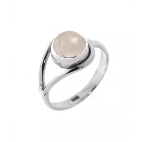 Bague Argent 925 sertie d un Quartz Rose taille cabochon 8mm diamètre