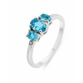 Bague Argent Rhodié 3 Topazes Bague sertie trois pierres ovales (deux 4x3mm une 6x4mm Pierres serties à griffes Largeur ba...