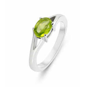 Bague Argent Rhodié Péridot Ovale 7x5mm Bague sertie d une pierre ovale 7x5mm Pierre sertie à griffes Largeur bague (sur d...
