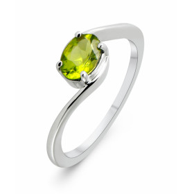 Bague Argent Rhodié Péridot Ovale 7x5mm Bague sertie d une pierre ovale 7x5mm Pierre sertie à griffes Corps croisé type so...