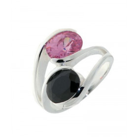  Bague Argent 925 Oxyde Zirconium Modèle toi & Moi serti deux pierres 9x7mm Largeur sur doigt (vue dessus) : 16mm 