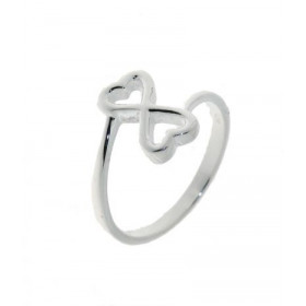 Bague style toi & moi Argent 925/1000 deux coeurs 7x7mm