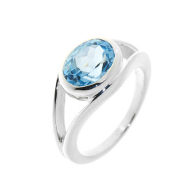 Bague Argent 925 Topaze bleue sertie d'une pierre de 10x8mm