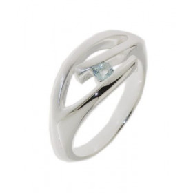 Bague Argent 925 Topaze bleue Traitée sertie d une pierre 3,5mm diamètre Largeur sur doigt (vue dessus) : 9mm 