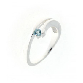  Bague Argent 925 Topaze bleue sertie d une pierre 3 mm Largeur sur doigt (vue dessus) : 7.5 mm 