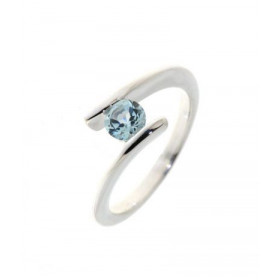 Bague Argent 925 Topaze bleue sertie d'une pierre de 5mm de diam&egrave;tre