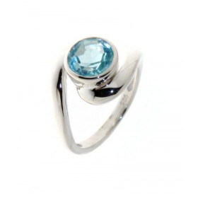 Bague Argent Topaze Bleue Ronde 8mm