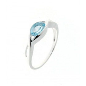  Bague Argent 925 Topaze bleue sertie d une pierre ovale 7 x 5 mm Largeur sur doigt (vue dessus) : 6.7 mm 