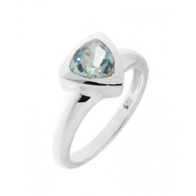 Bague Argent sertie d une Topaze Bleue Pierre taille trillion 7mm coté Serti Clos Largeur monture (sur doigt, vue dessus) ...