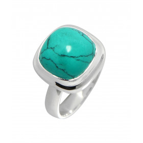  Bague style moderne sertie d une pierre taille coussin taillée cabochon La pierre est une Turquoise reconstituée 12x12mm ...