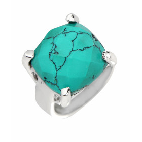 Bague Argent  Turquoise reconstituée   Coussin 16mm