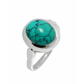  Bague Argent 925 Turquoise reconstituée  Pierre 12x10mm Serti Clos 