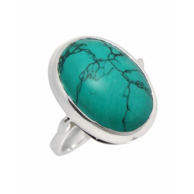 Bague Argent  Turquoise reconstituée   Ovale 18x13mm