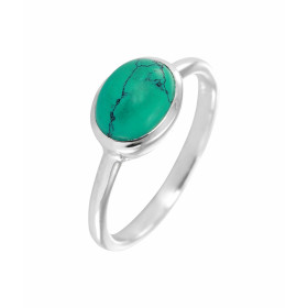Bague Argent 925 Turquoise reconstituée sertie d une pierre ovale taille cabochon 9x7mm 