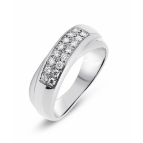  Bague Or Blanc sertie 16 diamants pour un poids total 0,29 carat Largeur monture (vue dessus) : 7mm 