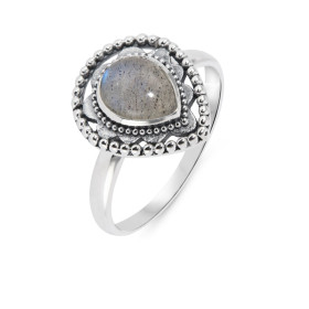 Bague Bohème Argent 925 Labradorite Poire 8x6mm Bague Argent 925 sertie d une pierre 8x6mm Pierre taillée cabochon montée ...