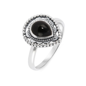  Bague Bohème Argent 925 Onyx Poire 8x6mm Bague Argent 925 sertie d une pierre 8x6mm Pierre taillée cabochon montée serti ...