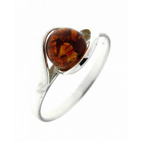 Bague Boule Ambre 7mm sur Argent 925. Bague en Argent 925 et Ambre couleur cognac. Boule d'ambre de 7mm de diamètre. Montu...