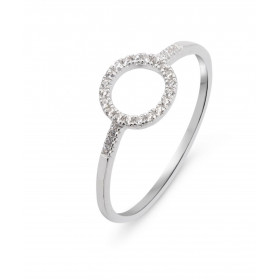 Bague Cercle Or Blanc 375 Oxydes Bague motif cercle sertie d oxydes zirconium Largeur l anneau : 1.3mm Diamètre du cercle ...