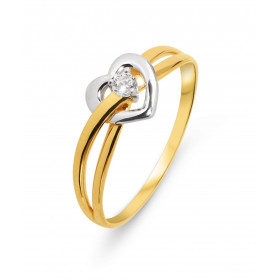 Bague Coeur 2 Ors 375 et Oxyde de zirconium. Bague sertie d'un Oxyde de Zirconium. Largeur du corps : 1.1mm au plus bas et...