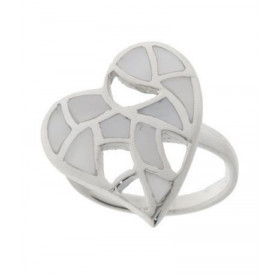 Bague Coeur Ajouré Nacre Blanche Argent 925