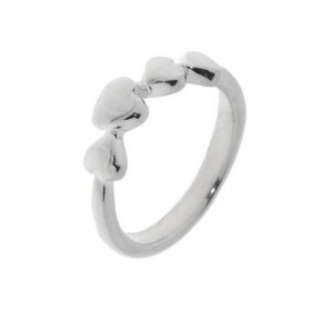 Bague Argent 925 style demi alliance 4 petits coeurs sur le dessus