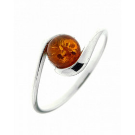 Bague Corps croisé Ambre 7mm Argent 925 Bague Argent 925 Ambre couleur cognac Ambre 7mm diamètre Monture corps croisé Larg...