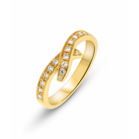  Bague Or Jaune sertie 17 diamants pour un poids total 0,17 Carat Largeur monture (vue dessus) : 5,5mm Poids Diamant : 0,1...
