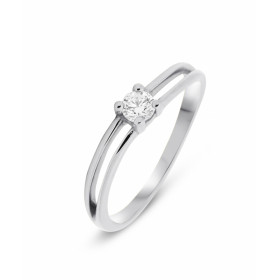  Bague Or Blanc sertie d un Diamant 3,4mm diamètre (0,13 Carat - Couleur G - pureté Si) 