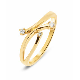  Bague Or Jaune sertie 3 diamants pour un poids total 0,06 carat Largeur monture (vue dessus) : 9,3mm Couleur Diamant : H ...