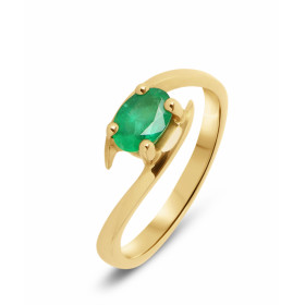  Bague Or Jaune sertie d une Emeraude ovale 7x5mm (0,68 carat) Poids Emeraude : 0,68 carat Monture solitaire croisé 