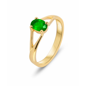  Bague Or Jaune 750 sertie d une Emeraude ovale 6.5x4.5mm Poids émeraude : 0,55 carat Serti à griffes 