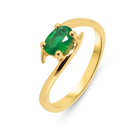 Bague Emeraude Ovale AAA 7x5mm en Or jaune