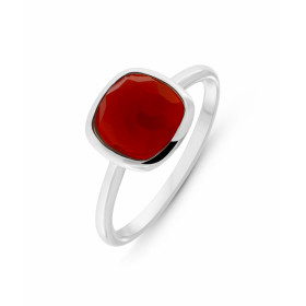  Bague Argent 925 rhodié Cornaline Pierre forme coussin mesurant 8x8mm Pierre collée (eviter l eau) 