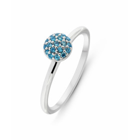  Bague Argent 925 rhodié Oxyde zirconium Bleu Boule 6mm pavage d oxydes 