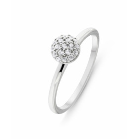 Bague Argent 925 rhodié Oxyde zirconium Boule 6mm pavage d oxydes