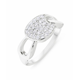 Bague Argent 925 rhodié Oxyde zirconium Bague moderne pavage d oxydes zirconium Largeur bague (sur doigt, vue dessus) : 10mm