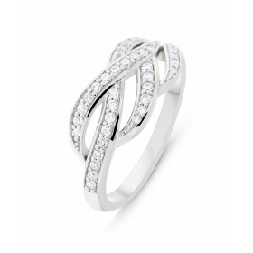 Bague Argent 925 rhodié Oxyde zirconium Bague moderne motifs entrelacés sertis d oxydes zirconium Largeur bague (sur doigt...